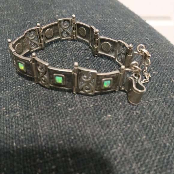 925 Sterling Silver Vintage Mediterranean bracelet with opalite. - Picture 1 of 5